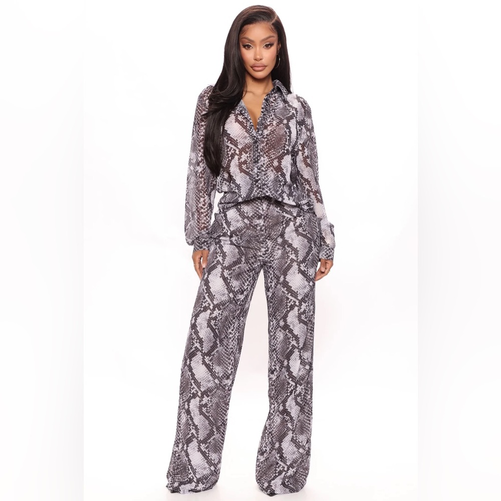Snake Python Print CO-ORD Pantsuit - Gray